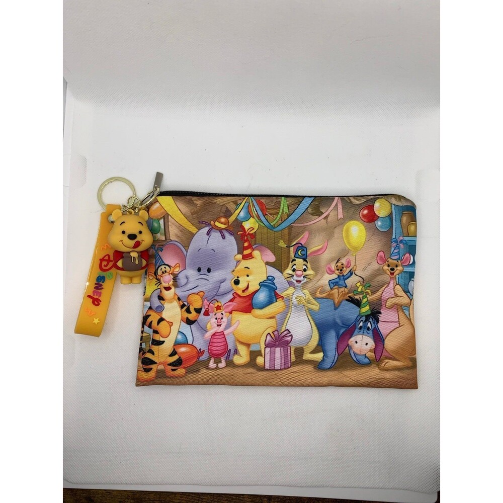 Winnie the Pooh Makeup Bag + Wristlet w/ Large Pooh Keychain – Disney Set
